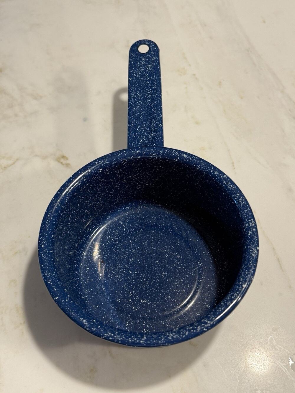 Vintage Enamelware Cowboy Blue and White Speckled Pot Pan Sauce Pan